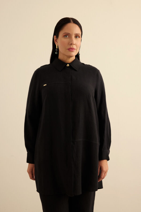 Siyah Keten Tunik - 3