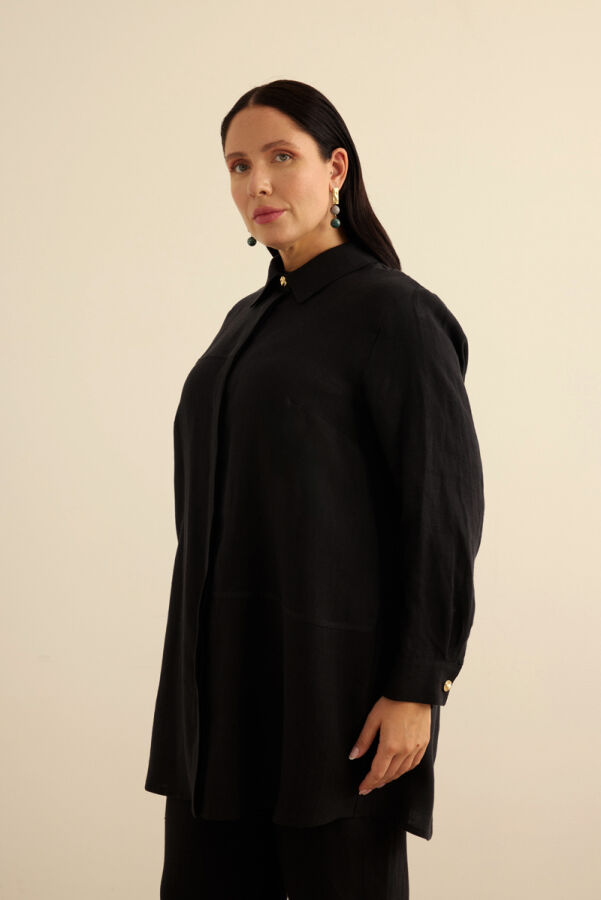 Siyah Keten Tunik - 4