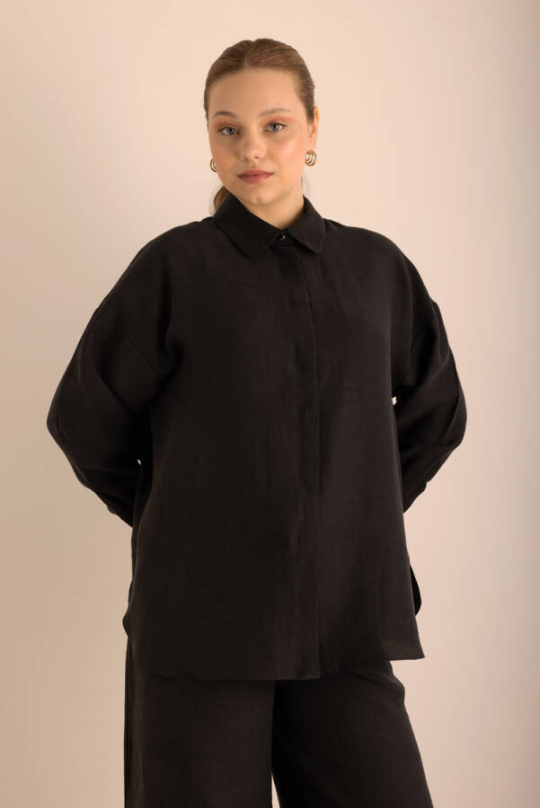 Siyah Keten Tunik - 1