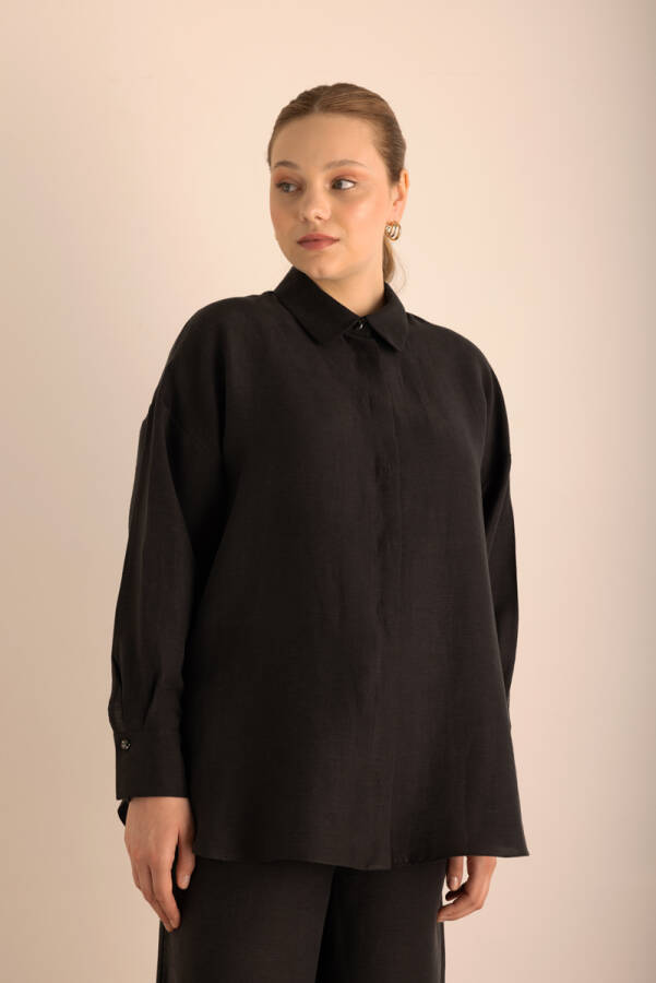 Siyah Keten Tunik - 4