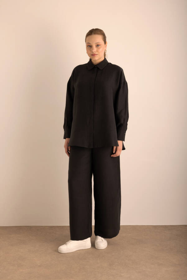 Siyah Keten Tunik - 2