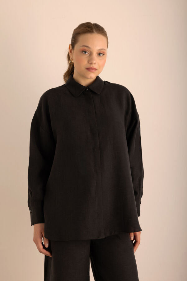 Siyah Keten Tunik - 3
