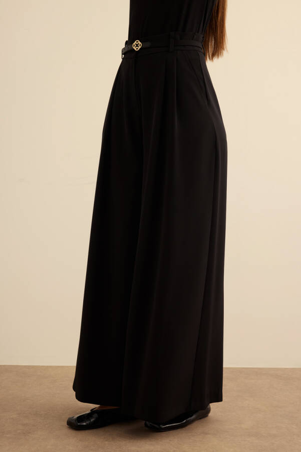 Siyah Klasik Dokuma Pantolon Etek - 5