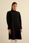 Siyah Kol Ucu Dikiş Detaylı Viscon Tunik - 4