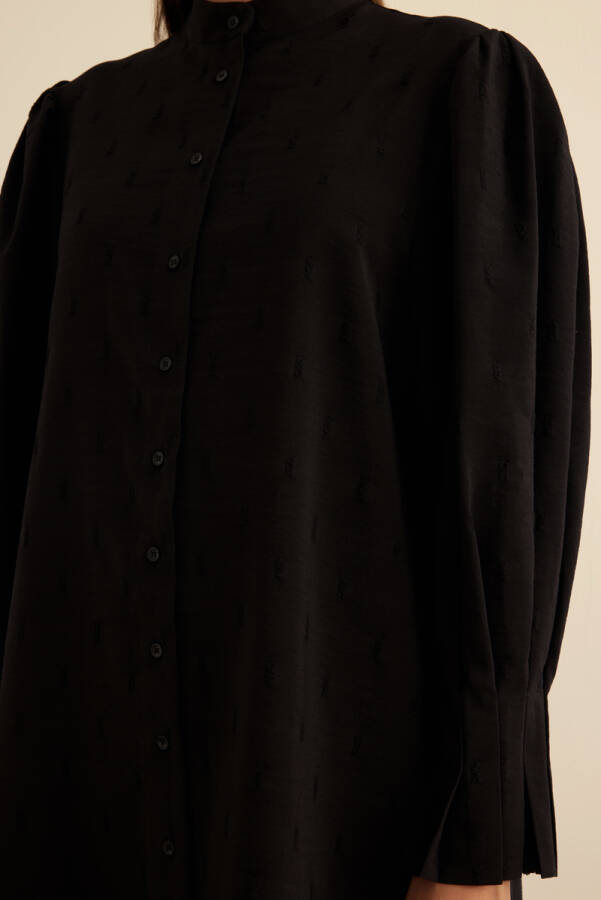 Siyah Kol Ucu Dikiş Detaylı Viscon Tunik - 5