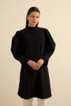 Siyah Kol Ucu Dikiş Detaylı Viscon Tunik - 2
