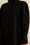 Siyah Kol Ucu Dikiş Detaylı Viscon Tunik - 5