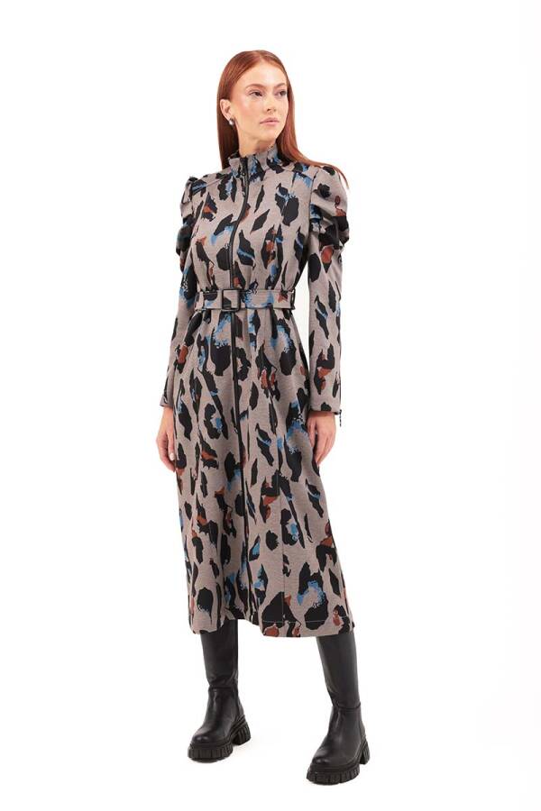 Siyah Kolları Detaylı Desenli Kap - Aker