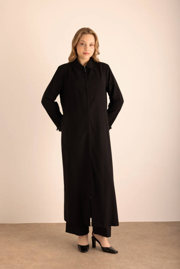 Siyah Kolları İşleme Detaylı Pardösü - Aker (1)