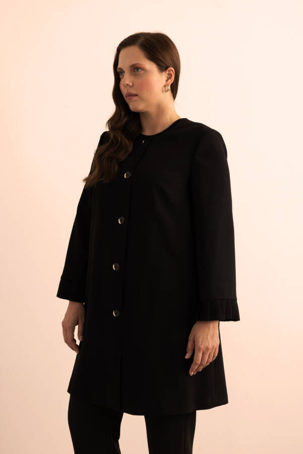 Siyah Kolları Pile Detaylı Kap - 5