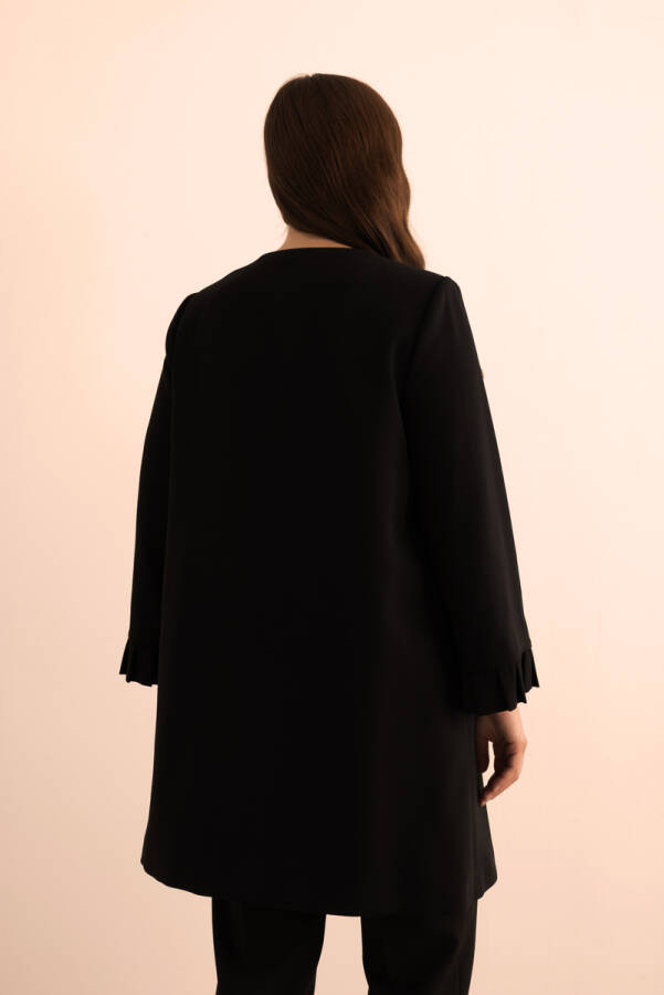 Siyah Kolları Pile Detaylı Kap - 7