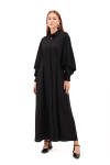 Siyah Kolları Volan Detaylı Ferace - Aker
