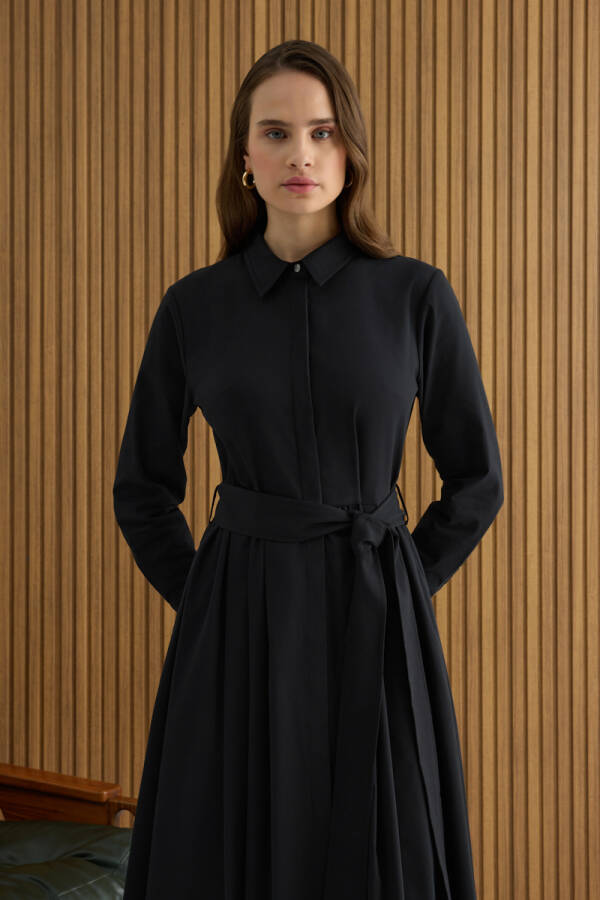 Siyah Koton Elbise - 4