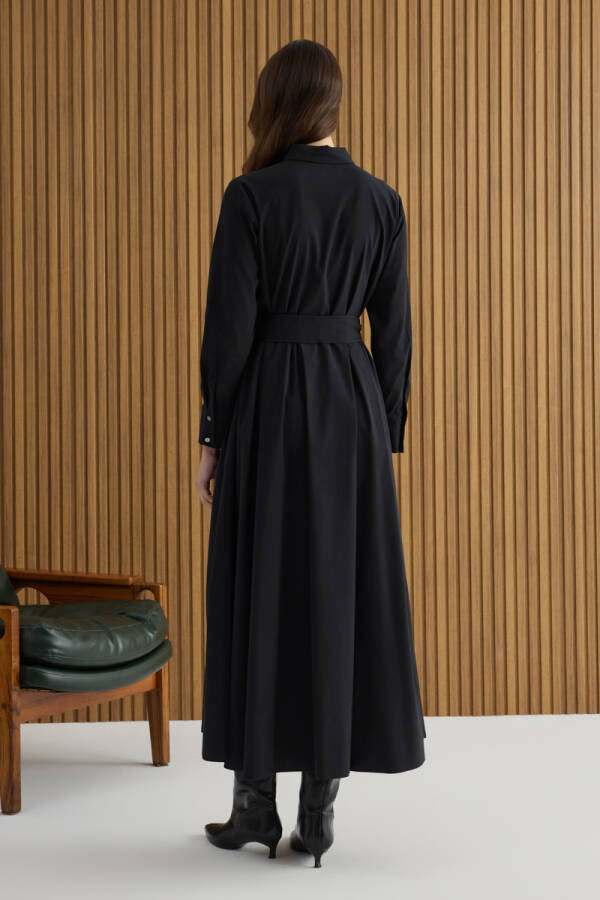 Siyah Koton Elbise - 6
