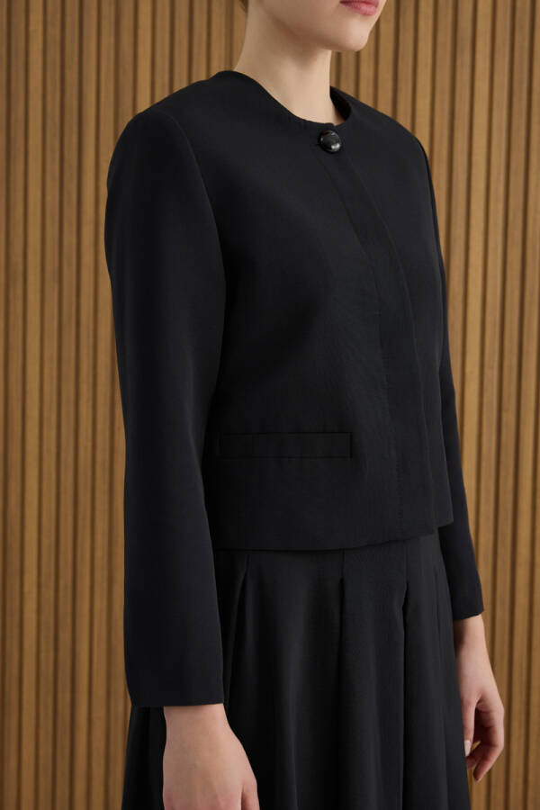 Siyah Koton Kısa Ceket - 5