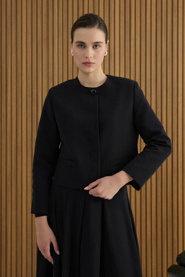 Siyah Koton Kısa Ceket - 3