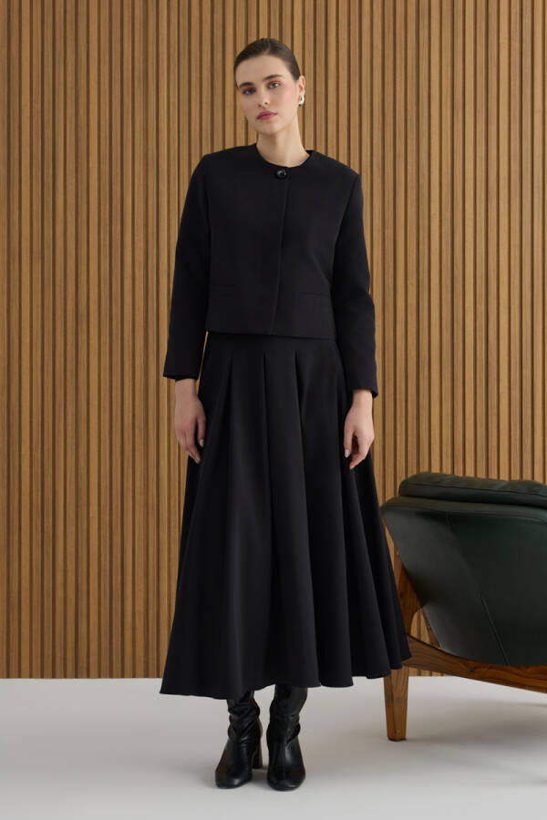 Siyah Koton Kısa Ceket - Aker (1)