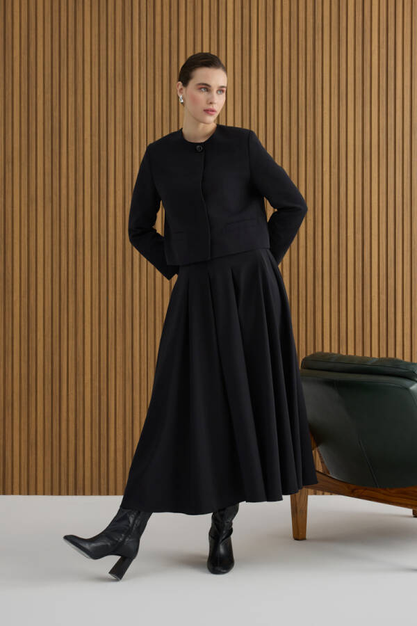 Siyah Koton Kısa Ceket - Aker