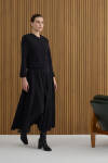 Siyah Koton Pileli Etek 