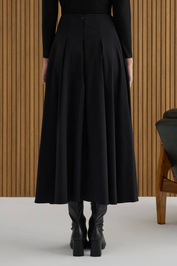 Siyah Koton Pileli Etek - 5