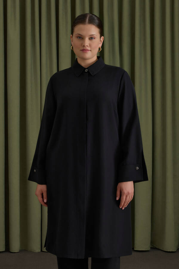 Siyah Koza Kol Düğmeli Tunik - Aker (1)