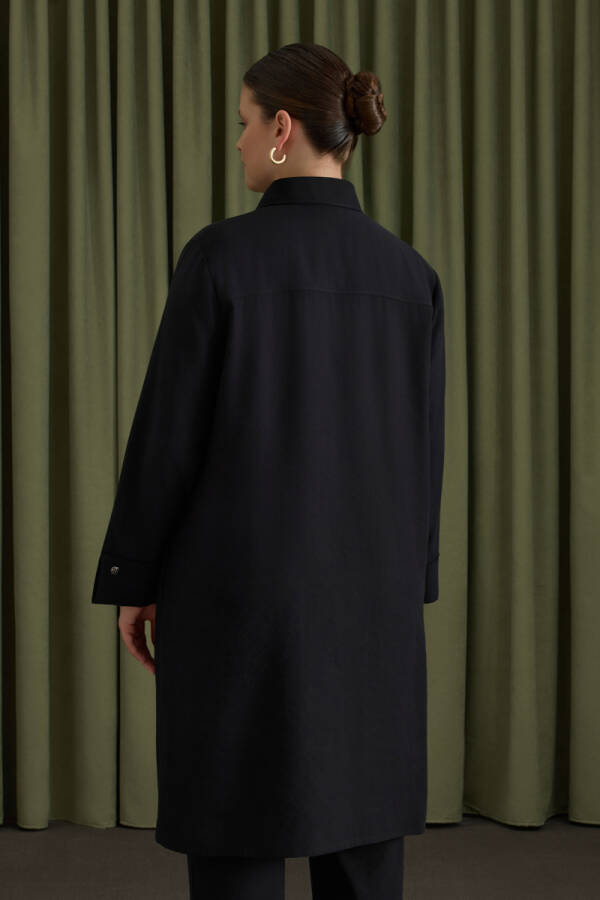 Siyah Koza Kol Düğmeli Tunik - 6