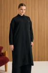 Siyah Koza Logo Detaylı Tunik - 2