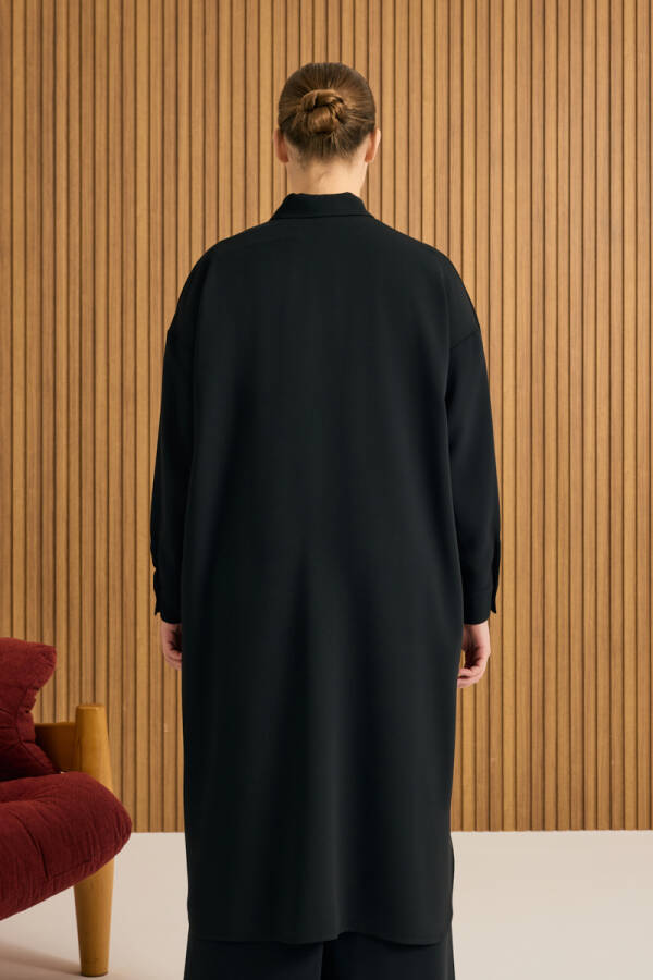 Siyah Koza Logo Detaylı Tunik - 5