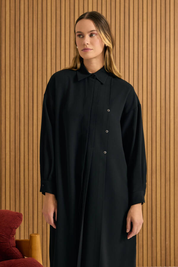 Siyah Koza Logo Detaylı Tunik - 4