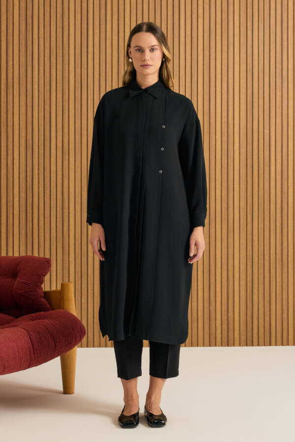 Siyah Koza Logo Detaylı Tunik - Aker (1)