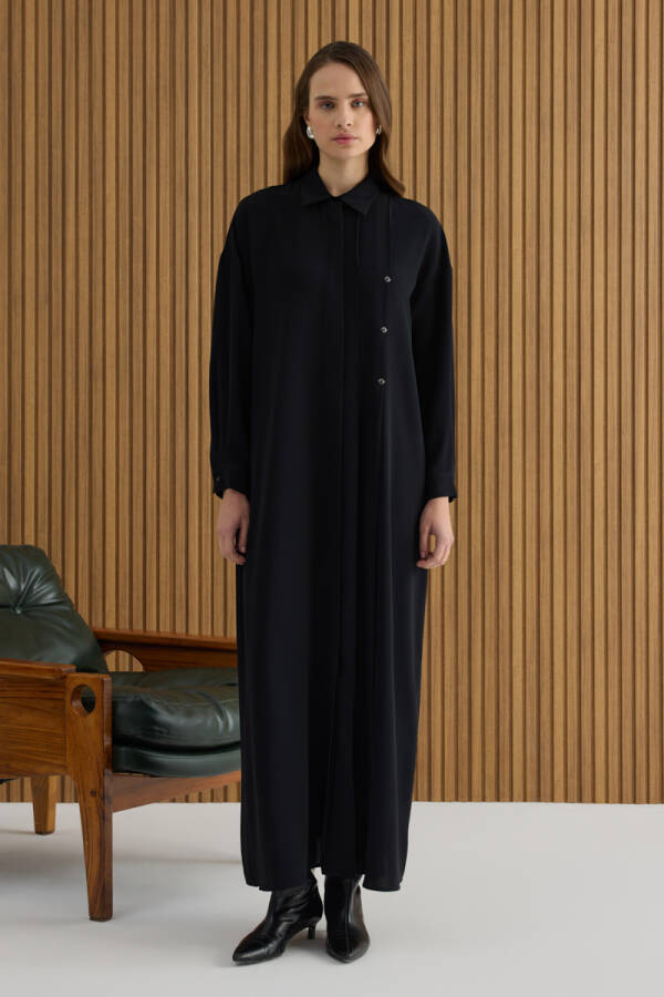 Siyah Koza Logolu Elbise - 4