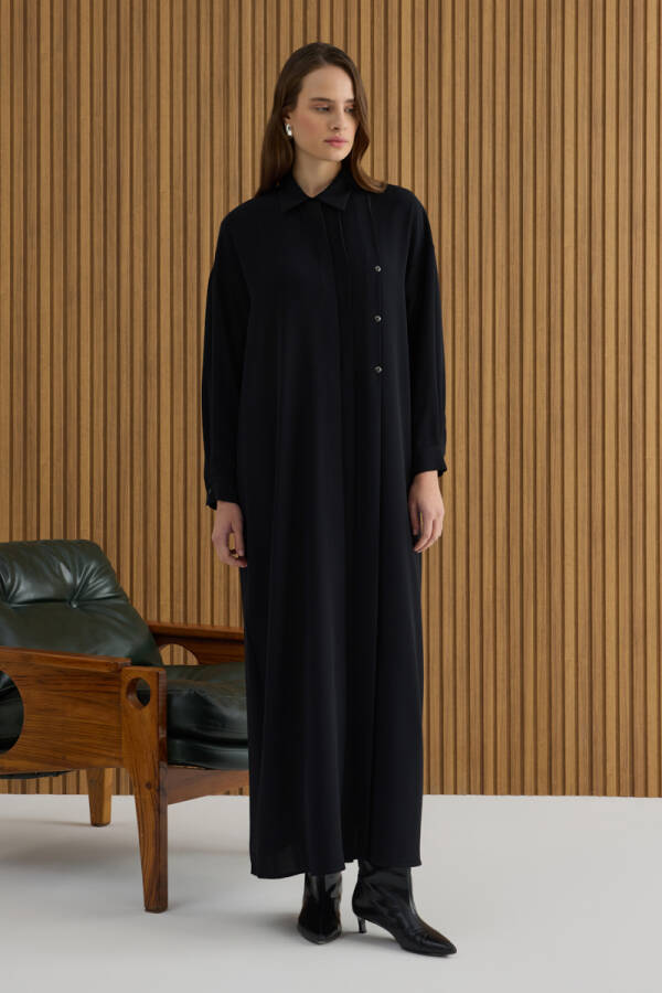 Siyah Koza Logolu Elbise - 5