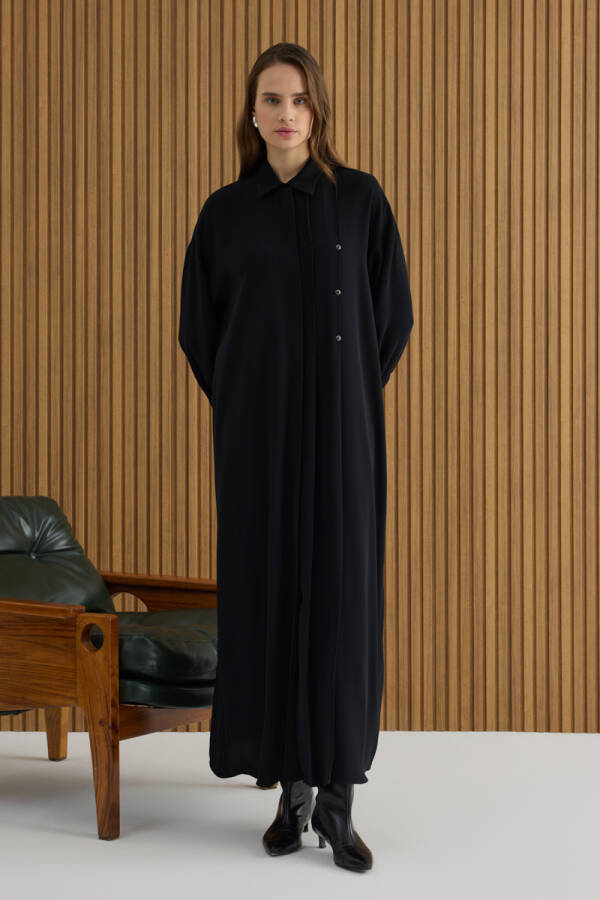 Siyah Koza Logolu Elbise - Aker (1)