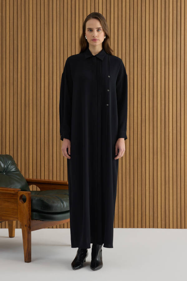 Siyah Koza Logolu Elbise - 3