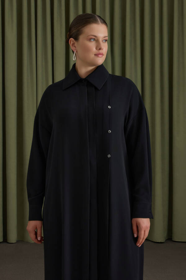 Siyah Koza Logolu Elbise - Aker