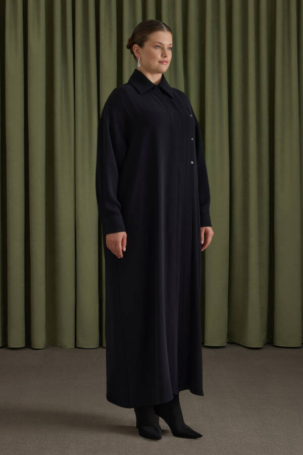 Siyah Koza Logolu Elbise - 3