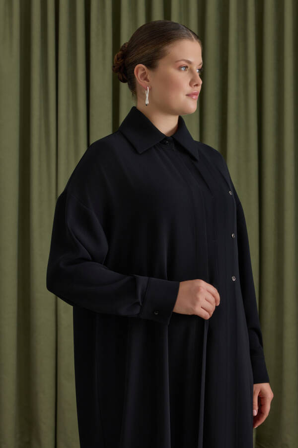 Siyah Koza Logolu Elbise - 5