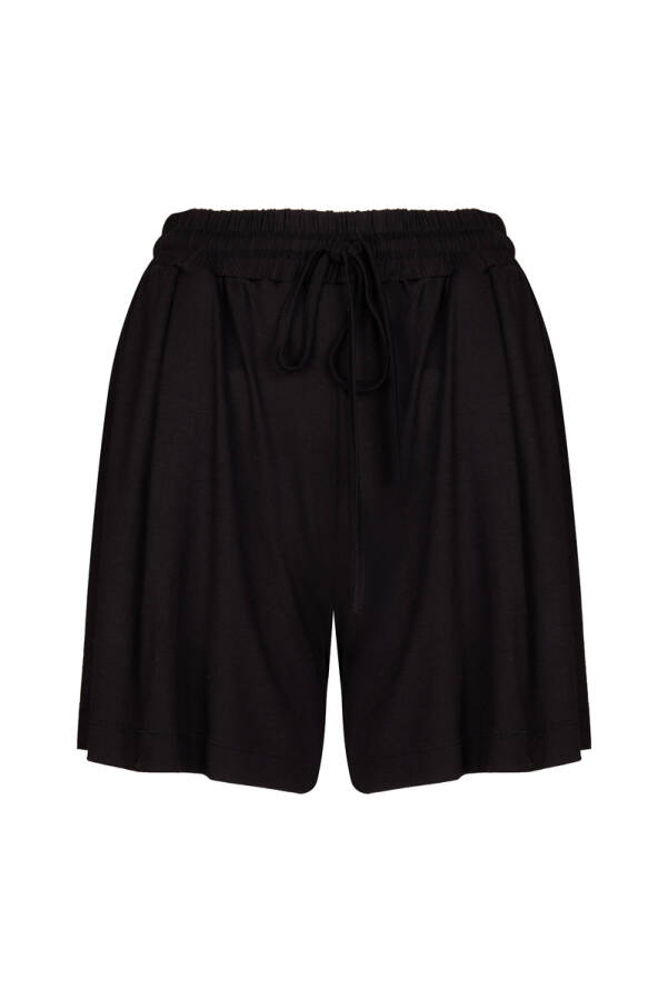 Siyah Koza Nakış Logolu Viscon Örme Basic Şort - 1
