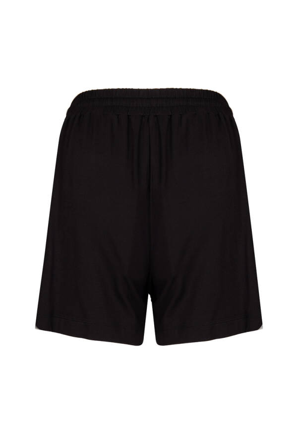 Siyah Koza Nakış Logolu Viscon Örme Basic Şort - 3