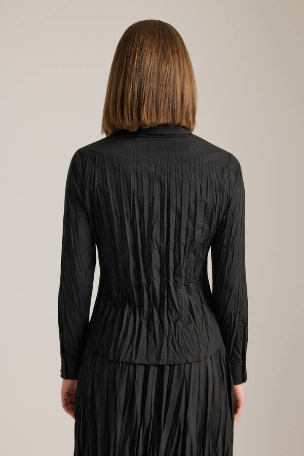 Siyah Kraşlı Cotton Gömlek - 6