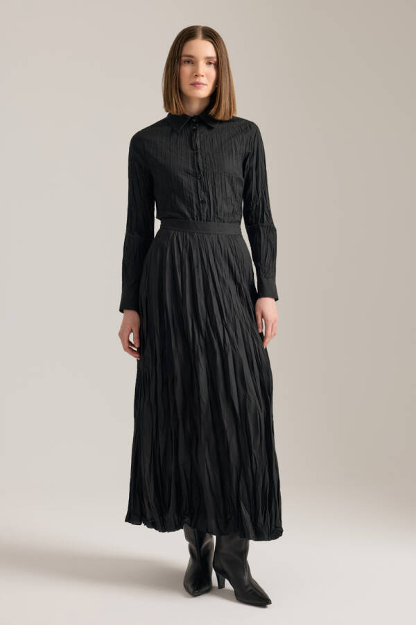 Siyah Kraşlı Cotton Gömlek - Aker