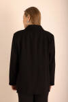 Siyah Kruvaze Dokuma Ceket - 7