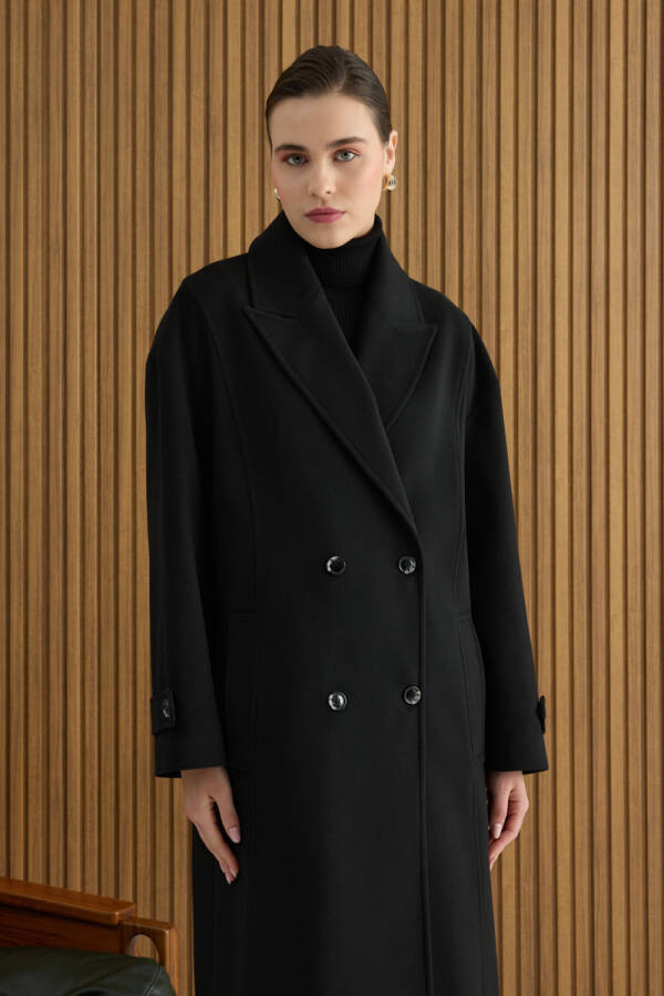 Siyah Kruvaze Kapama Kaban - 4