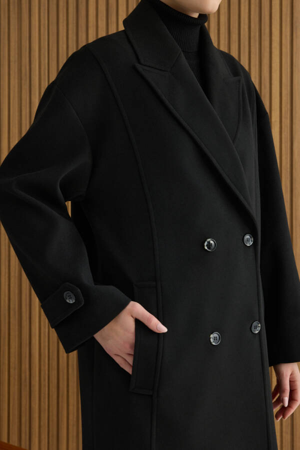 Siyah Kruvaze Kapama Kaban - 6