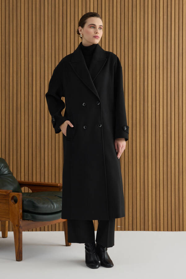 Siyah Kruvaze Kapama Kaban - 5