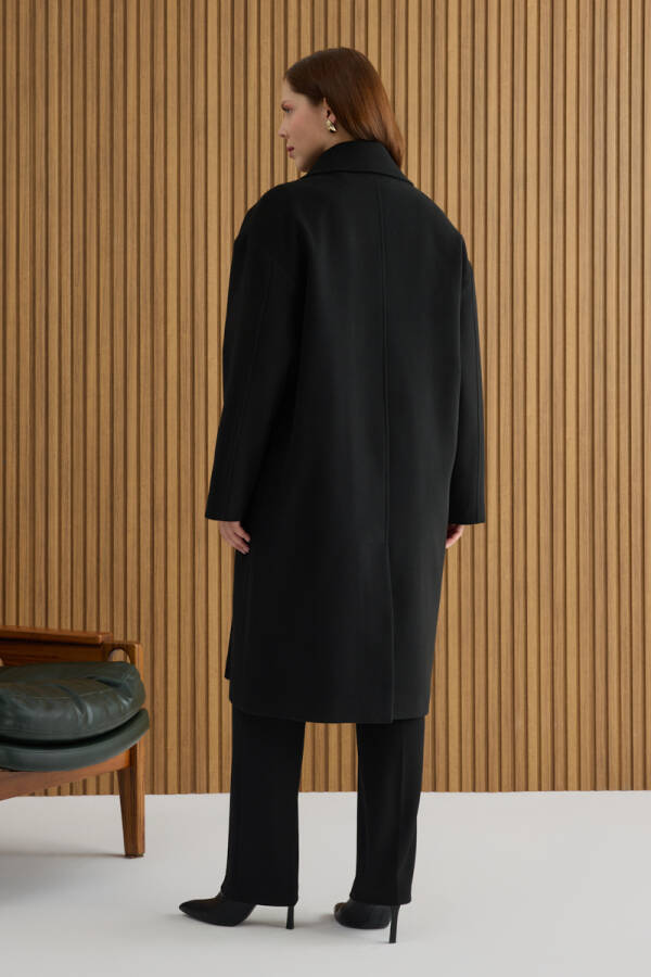 Siyah Kruvaze Kapama Manto - 6