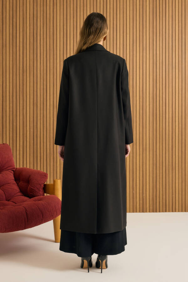 Siyah Kruvaze Kapama Pardösü - 7