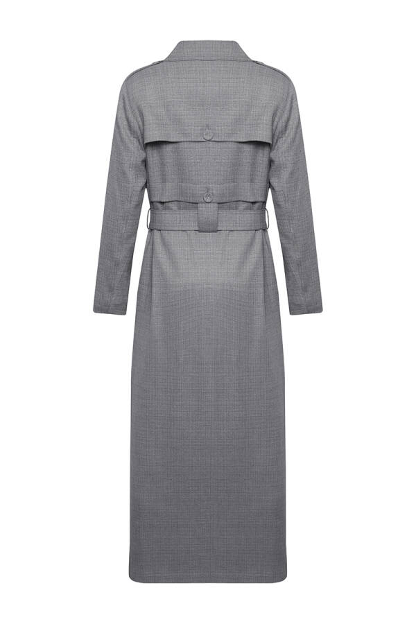 Siyah Kruvaze Keten Pardösü - 2