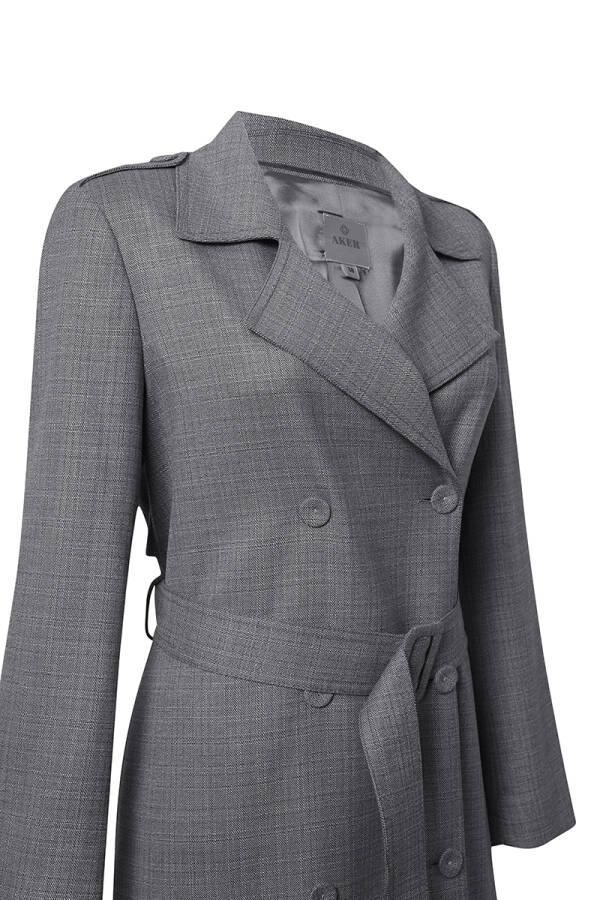 Siyah Kruvaze Keten Pardösü - 3