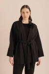 Siyah Kumaş Broşlu Kimono - 2
